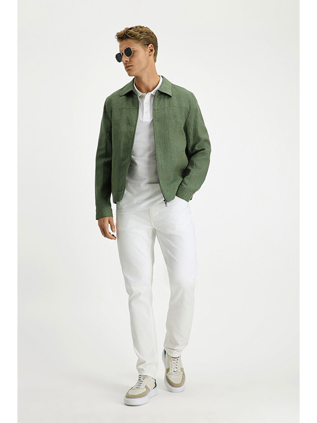 Haki Mevsimlik Keten Mont-1