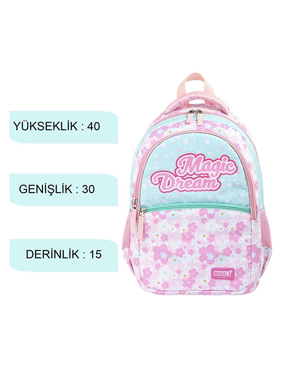 Muggle Pembe 3 Bölmeli Magic Dream Okul Sırt Çantası Pembe (MU-9012) - 1