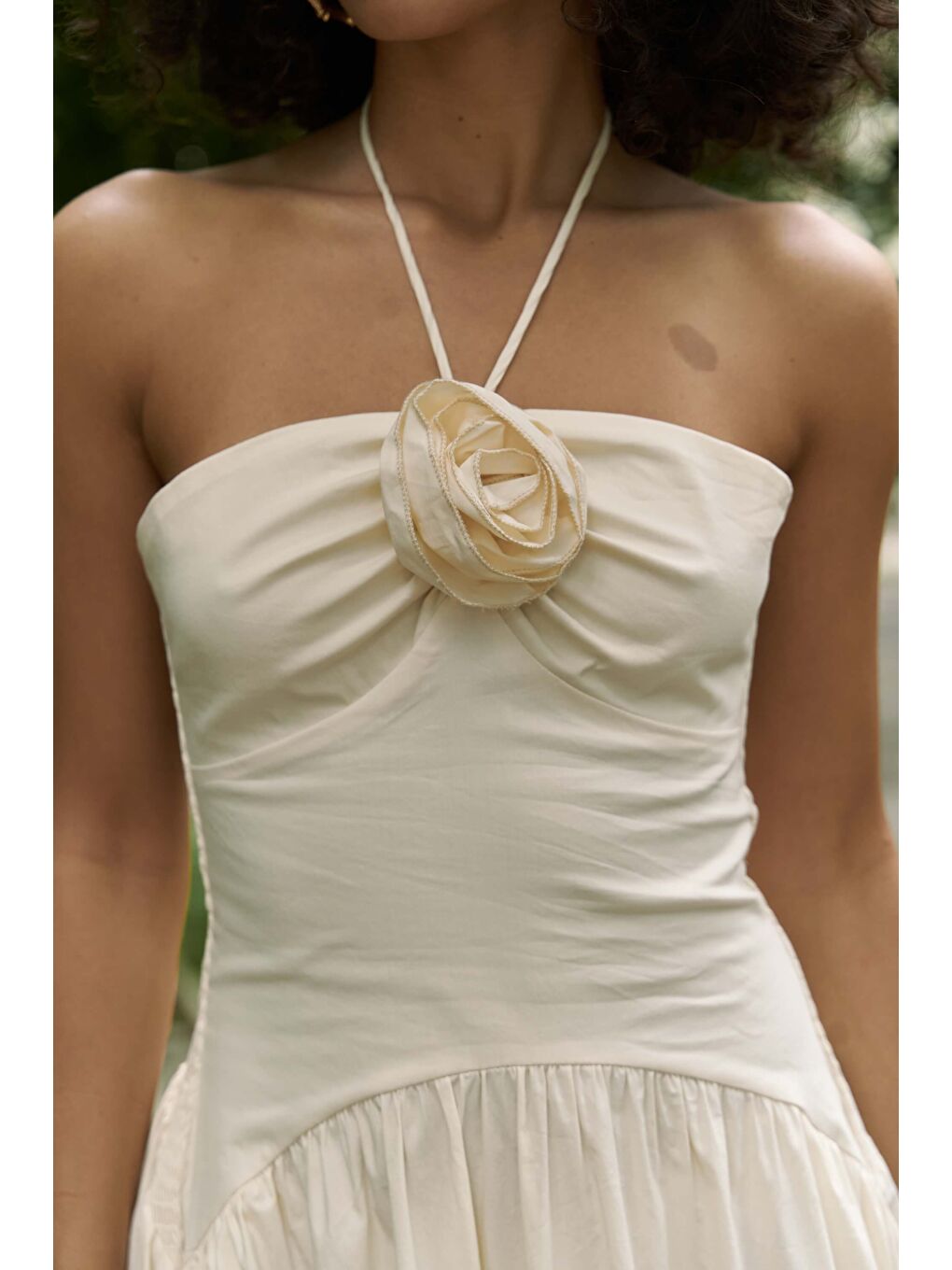 Elisa Gül Detay Sarı Uzun Elbise-5