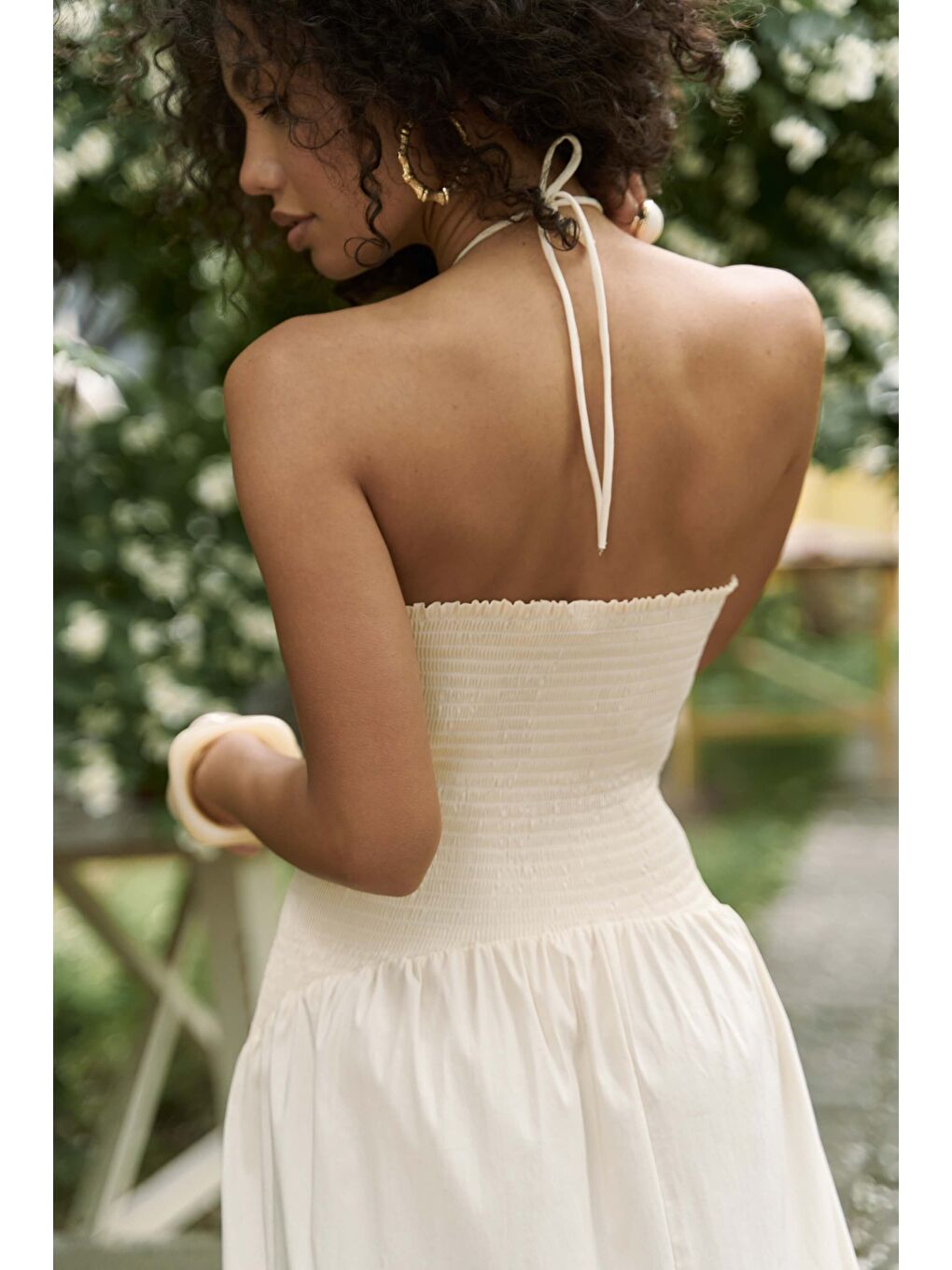 Elisa Gül Detay Sarı Uzun Elbise-6