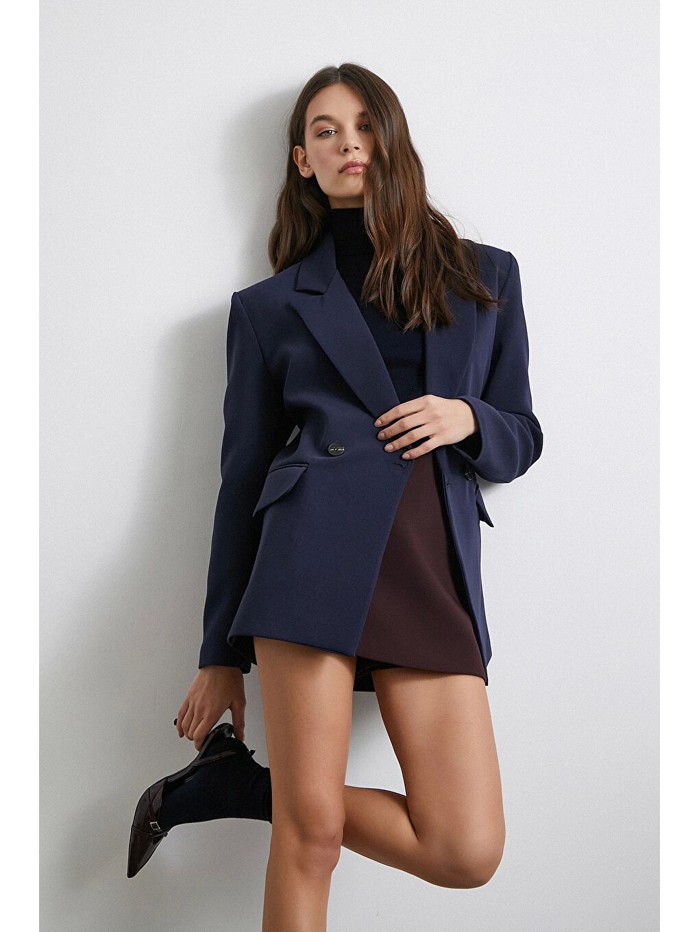 Klasik Poliviskon Ceket Lacivert