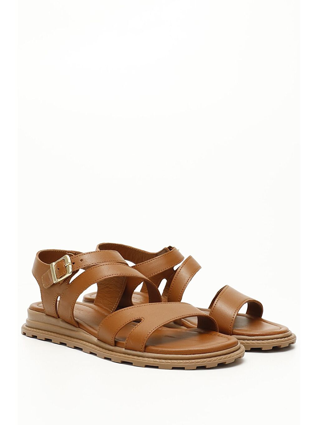 Kahverengi TABA-KAHVERENGİ  Hakiki Deri Dolgu Taban Kadın Sandalet 45271-1