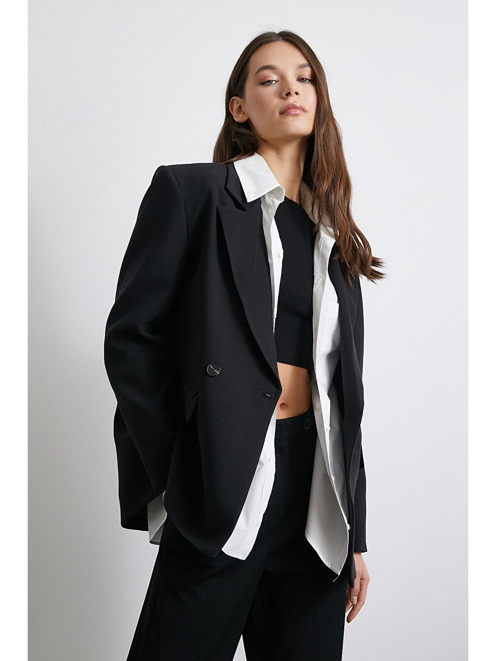 Klasik Poliviskon Ceket Siyah-1