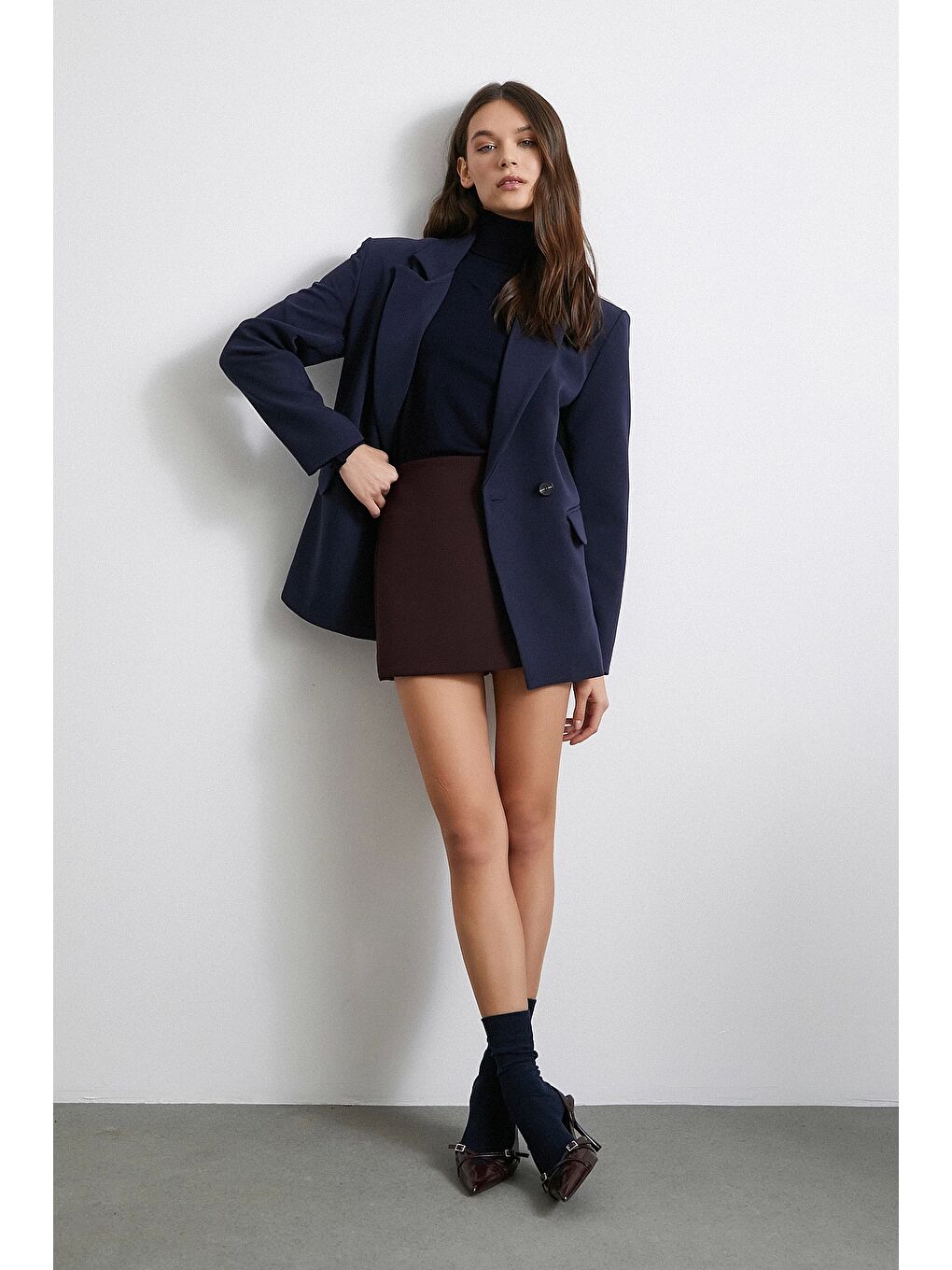 Klasik Poliviskon Ceket Lacivert-2