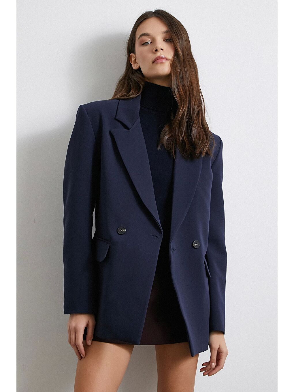 Klasik Poliviskon Ceket Lacivert-3