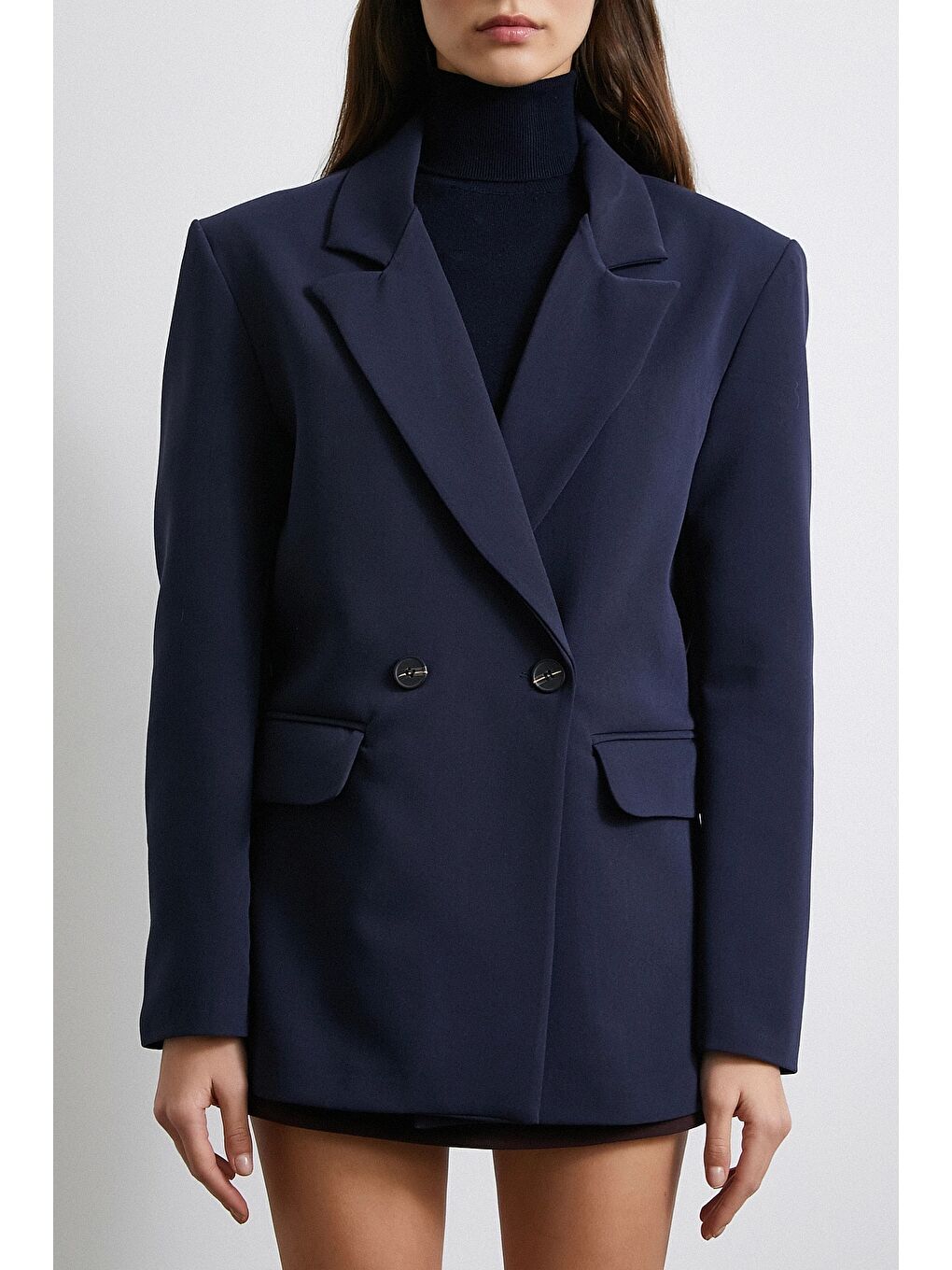 Klasik Poliviskon Ceket Lacivert-4