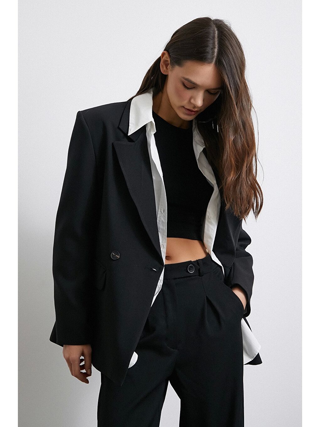 Klasik Poliviskon Ceket Siyah-2