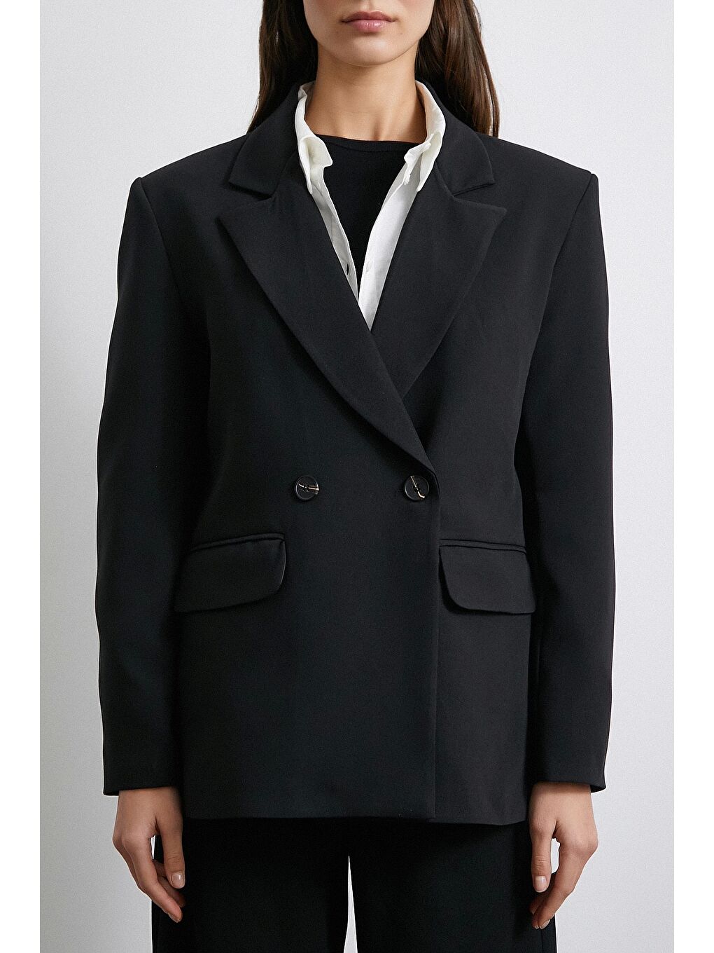 Klasik Poliviskon Ceket Siyah-4