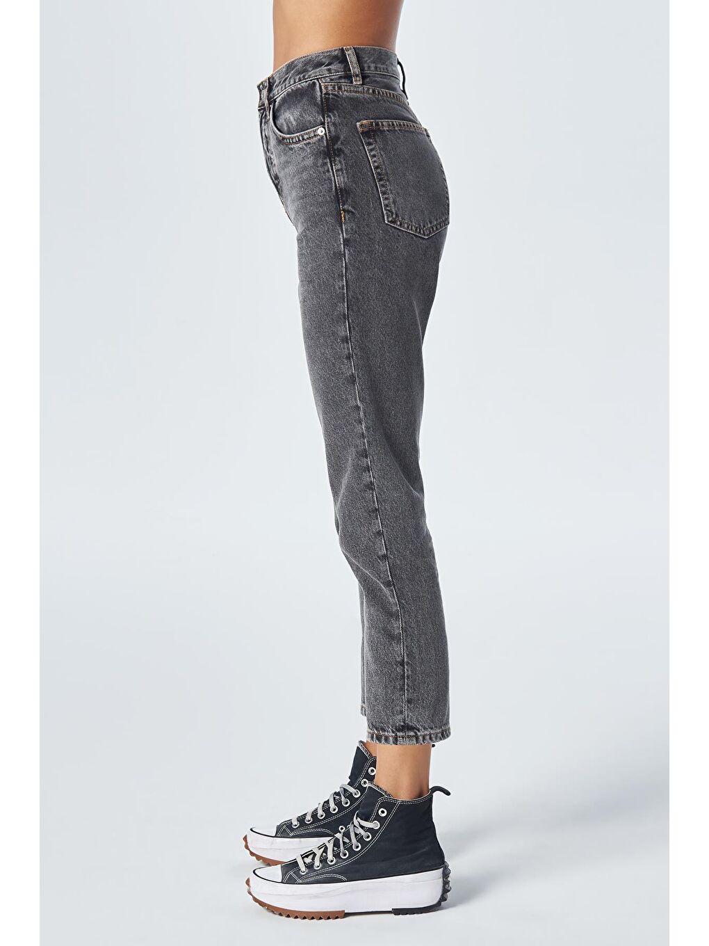 CROSS JEANS Antrasit Eliza Cropped Antrasit Düğmeli  Straıght Fit Pantolon Jean C 4525-119 - 2