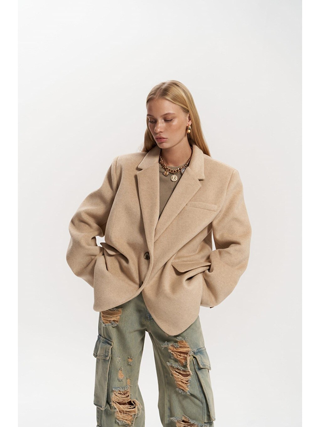 Kahverengi Howell Camel Blazer Ceket
