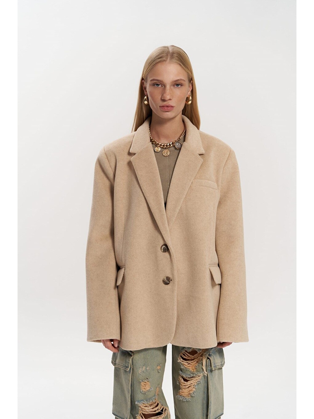 Kahverengi Howell Camel Blazer Ceket-1