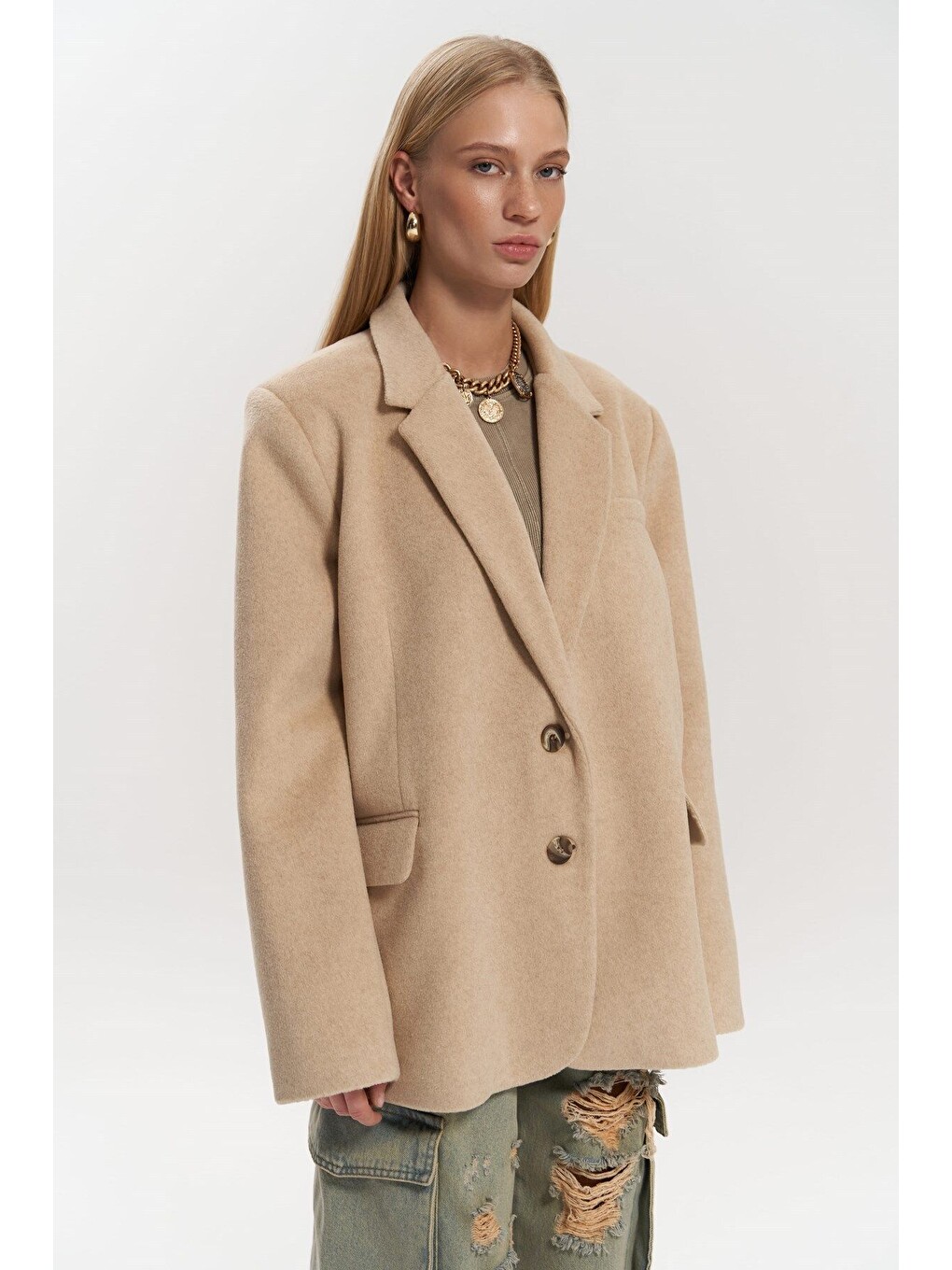 Kahverengi Howell Camel Blazer Ceket-2