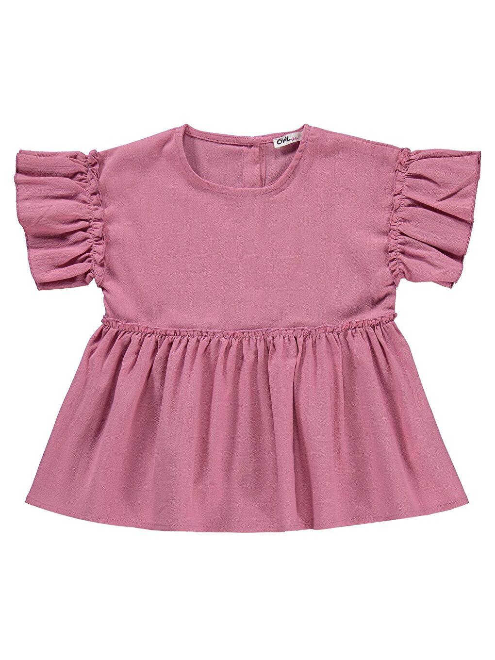 Girls Volan Kol İkili 6-9 Yaş Takım - Pembe-1