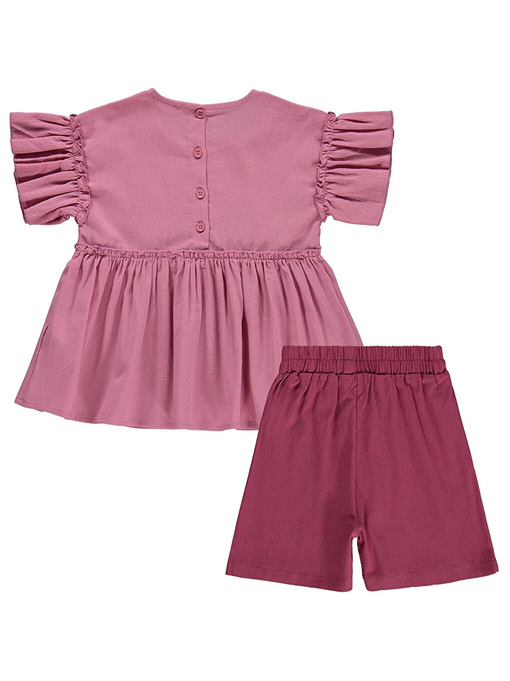 Girls Volan Kol İkili 6-9 Yaş Takım - Pembe-2