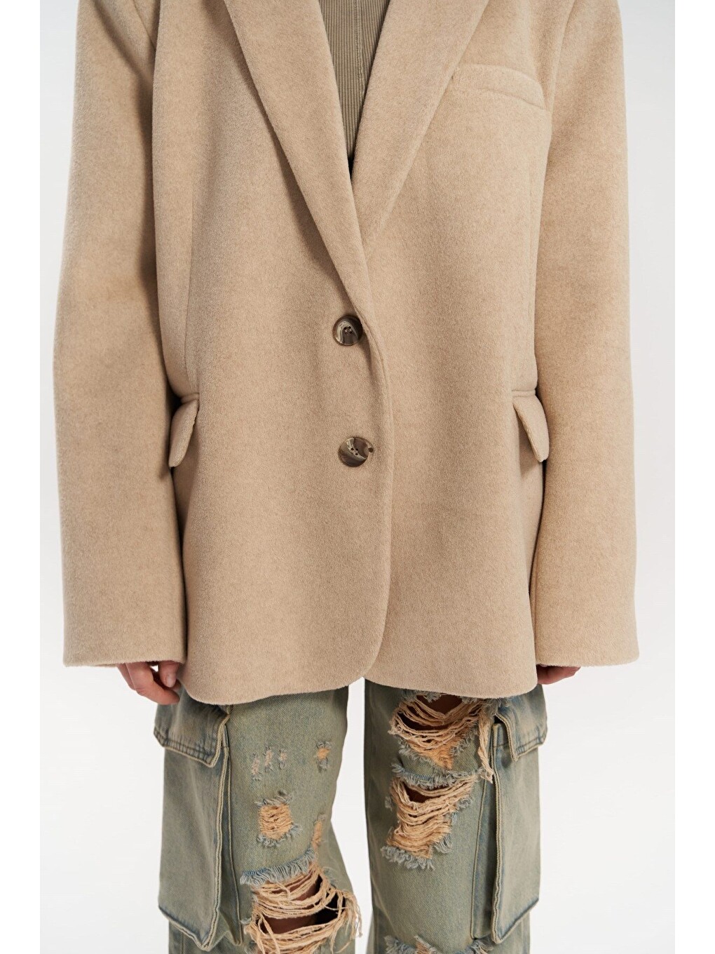 Kahverengi Howell Camel Blazer Ceket-5