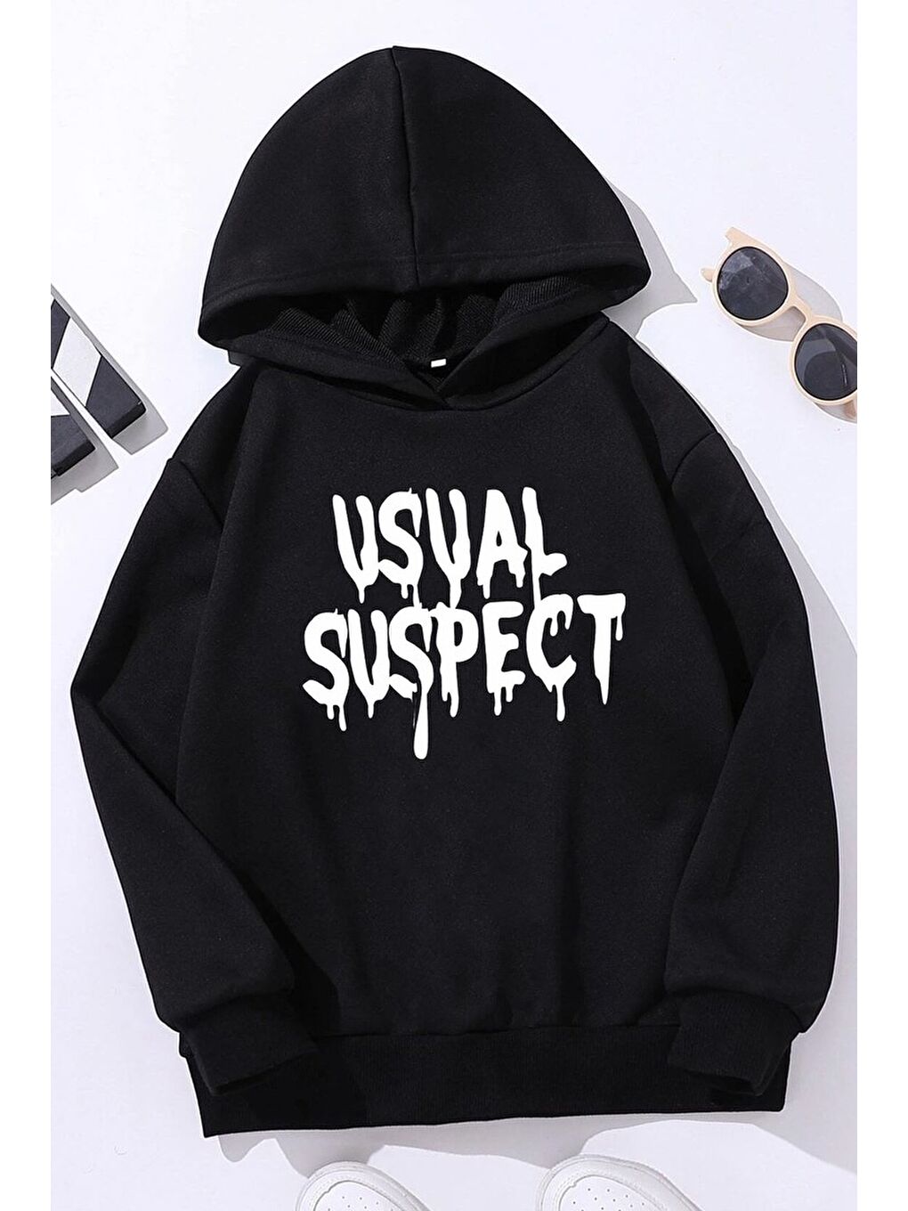 uyguntarz Siyah Çocuk Usual Suspect Baskılı Sweatshirt