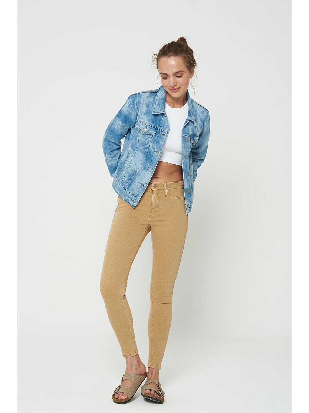 Bej Judy Camel Normal Bel Fermuarlı Skinny Fit Jean Pantolon C 4521-117