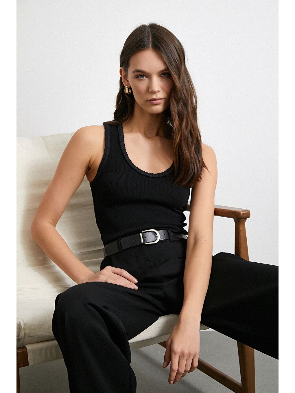 Örgülü Atlet Siyah