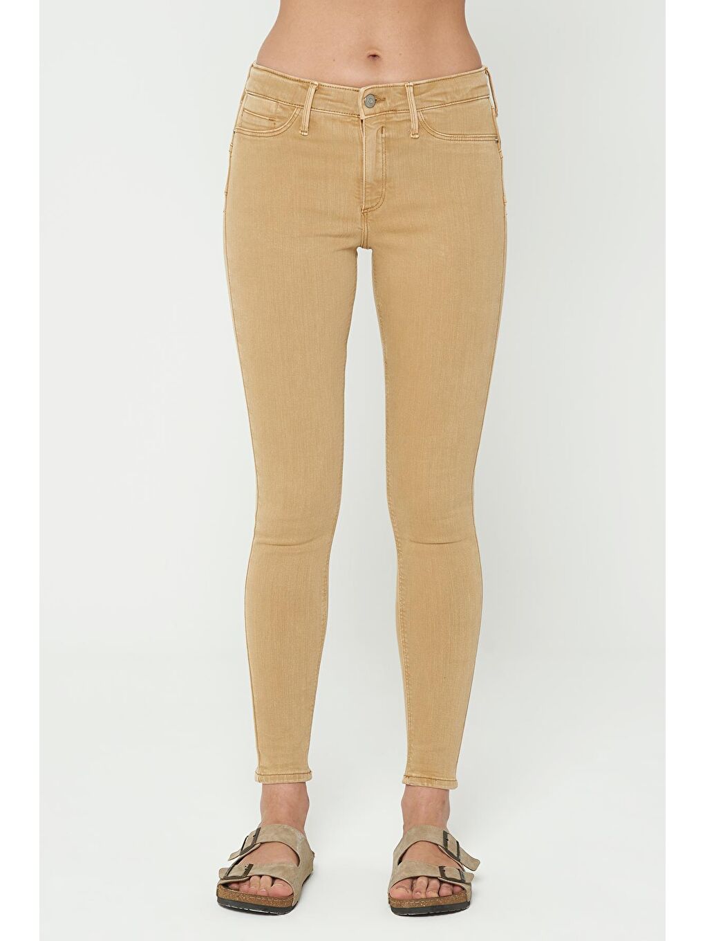 Bej Judy Camel Normal Bel Fermuarlı Skinny Fit Jean Pantolon C 4521-117-1