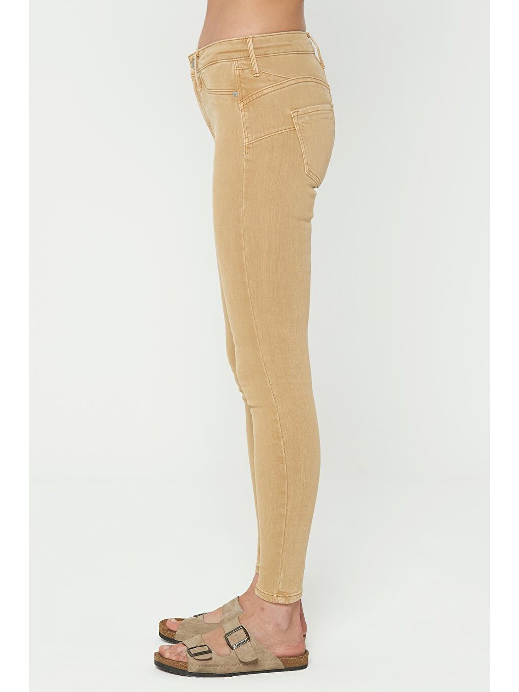 Bej Judy Camel Normal Bel Fermuarlı Skinny Fit Jean Pantolon C 4521-117-2