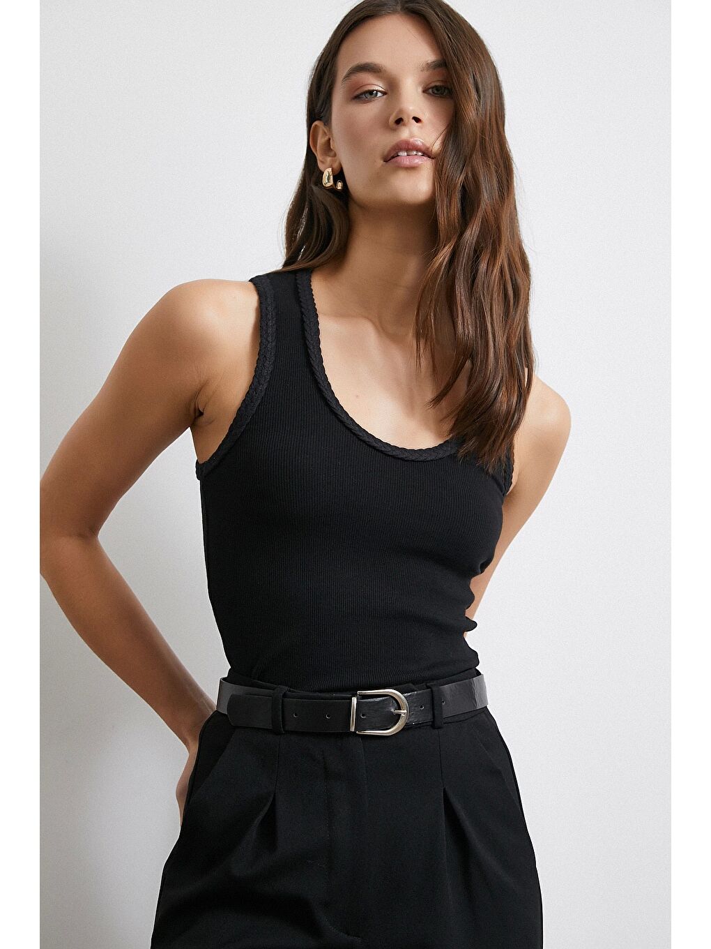 Örgülü Atlet Siyah-2