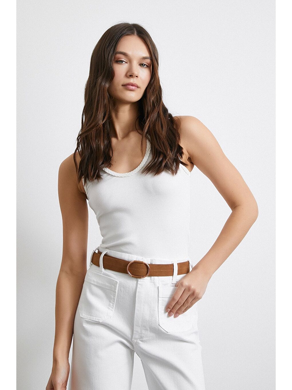 Örgülü Atlet Beyaz-4