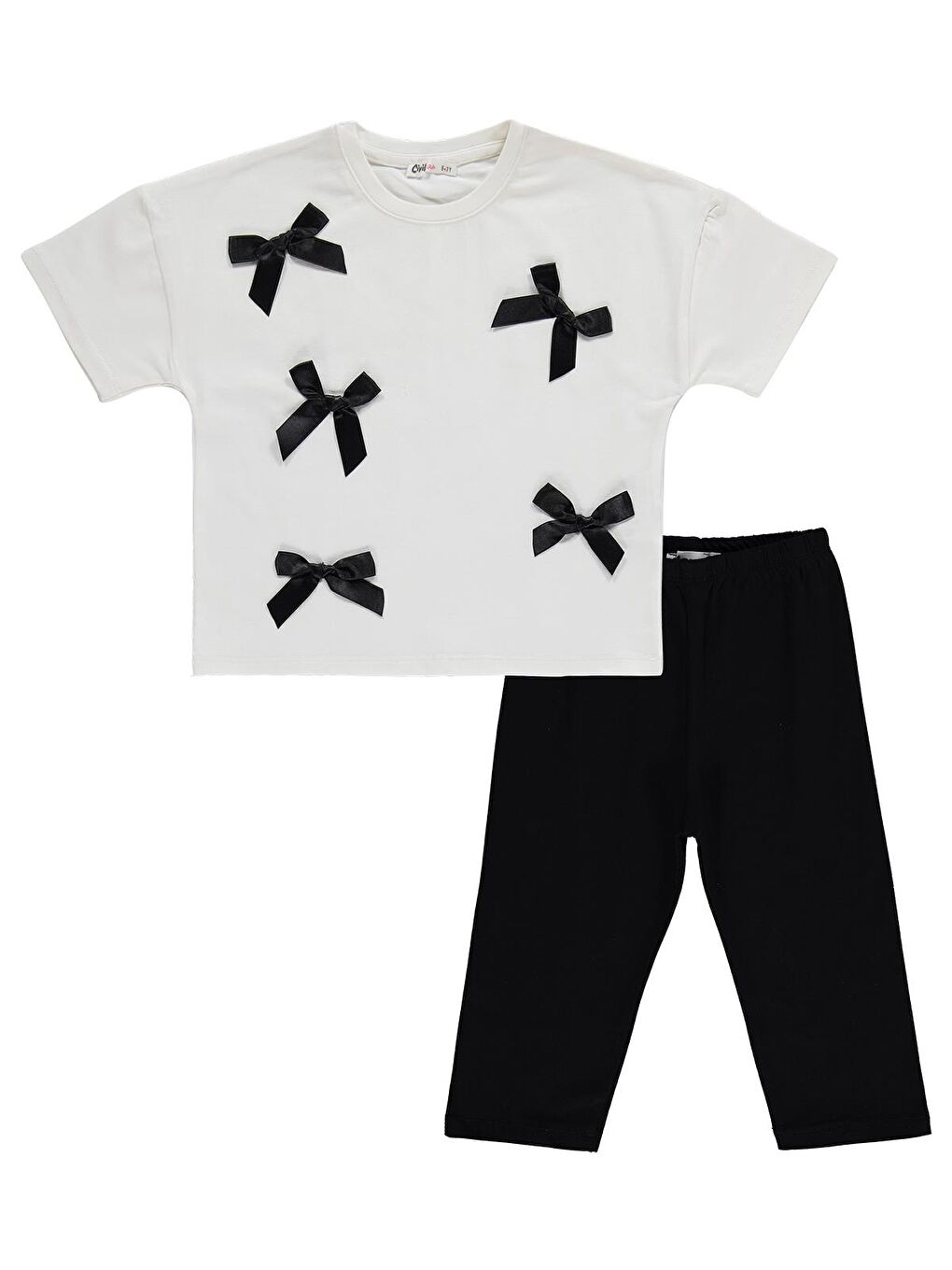 Siyah Girls Fiyonklu 6-9 Yaş Takım - Ekru-3