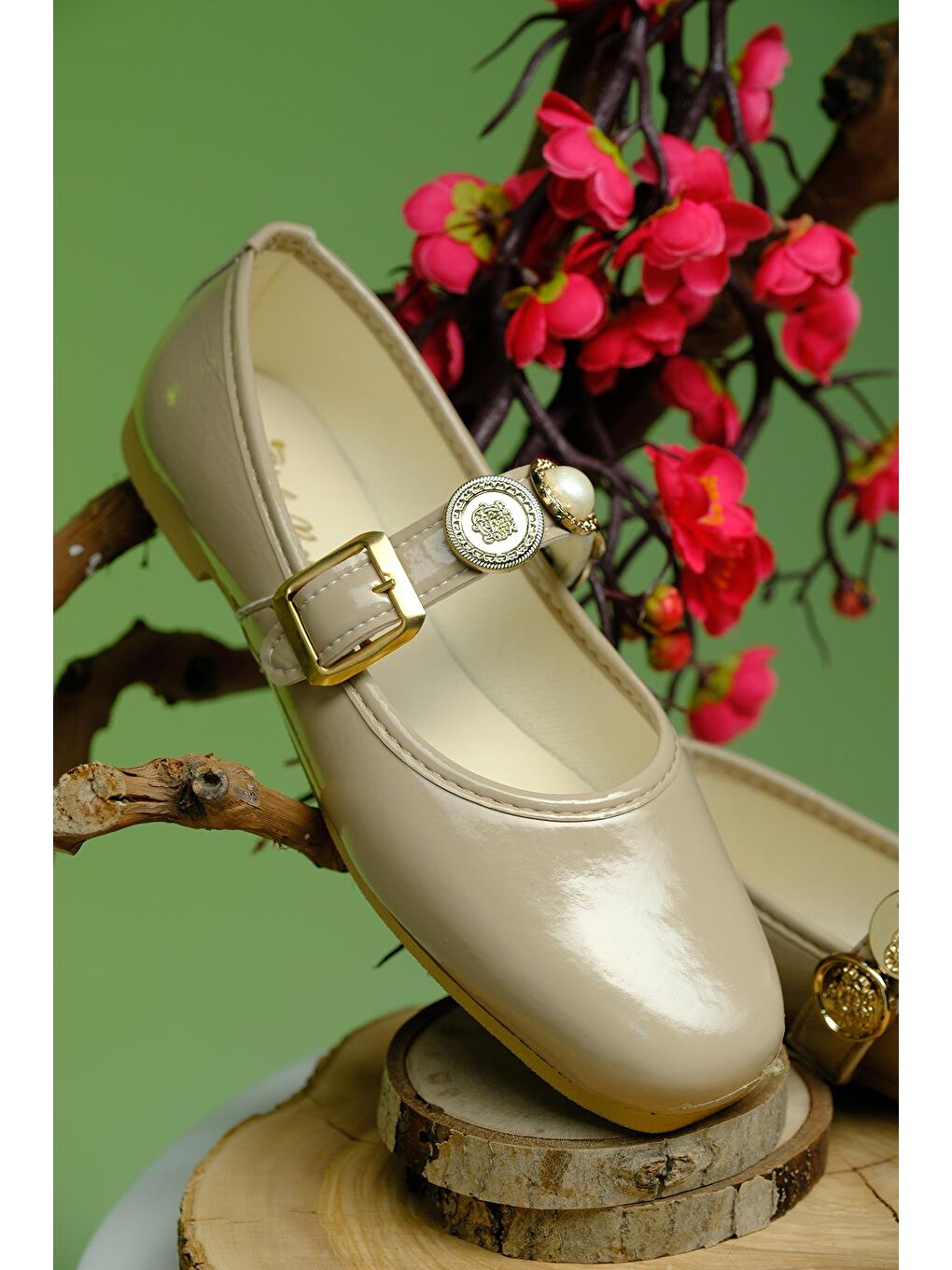 Bej Wens Hafif Ses Yapmaz Toka Detaylı Günlük Ev Ofis Kadın Babet-1