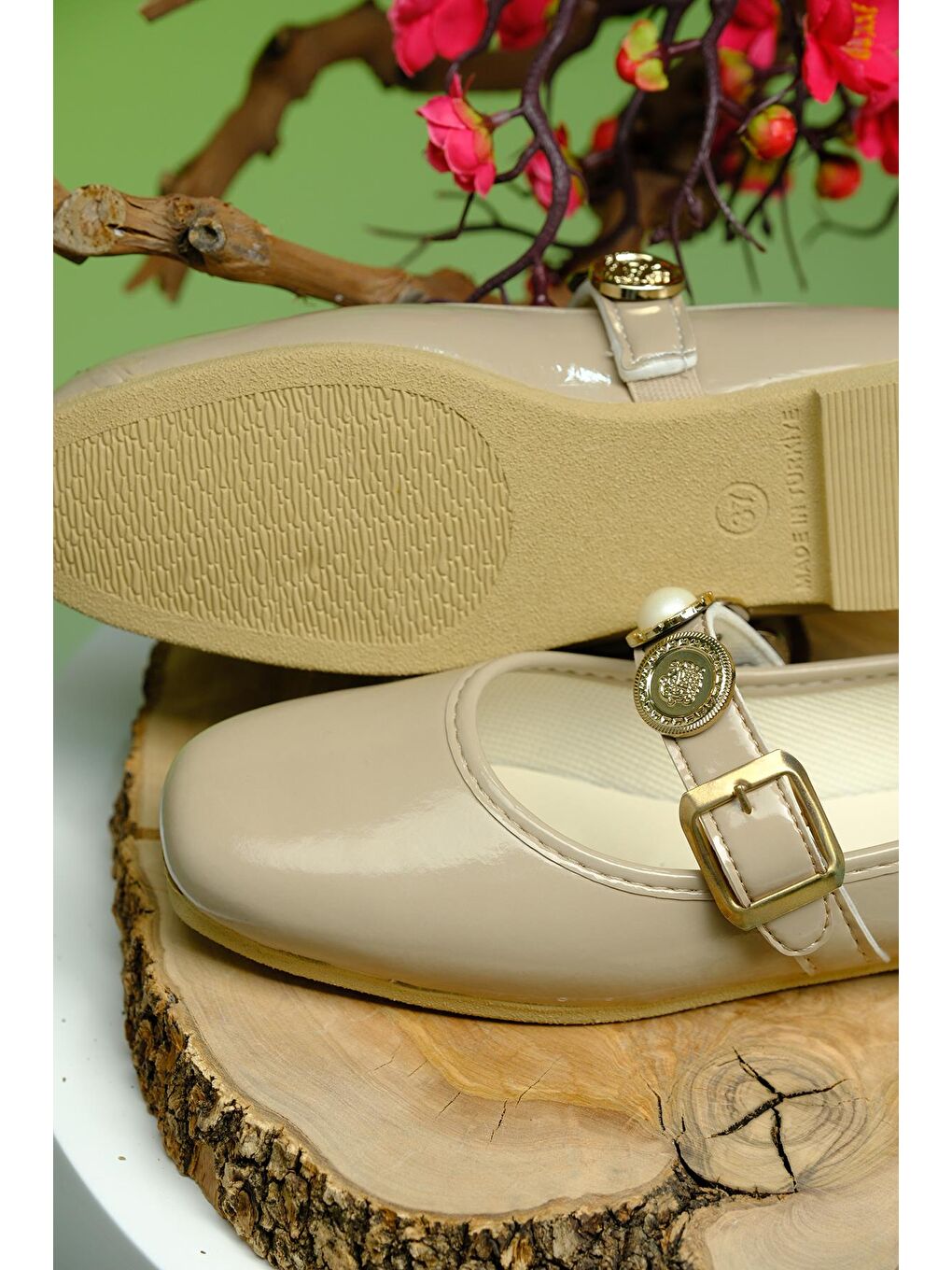 Bej Wens Hafif Ses Yapmaz Toka Detaylı Günlük Ev Ofis Kadın Babet-3