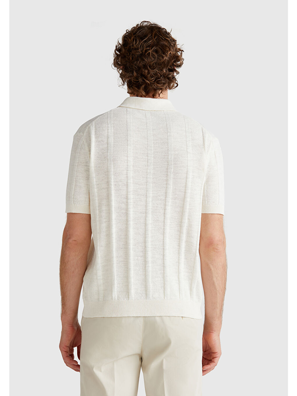 Ekru Erkek Krem Pamuk Karışımlı Kontrastlı Düğmeli Regular Fit Triko Polo T-Shirt-2