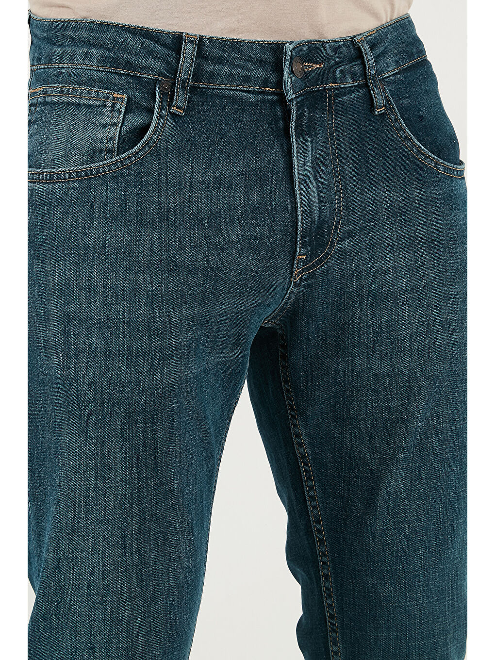 Yeşil Pamuklu Regular Fit Normal Bel Boru Paça Jeans 2203C23PARMA-5