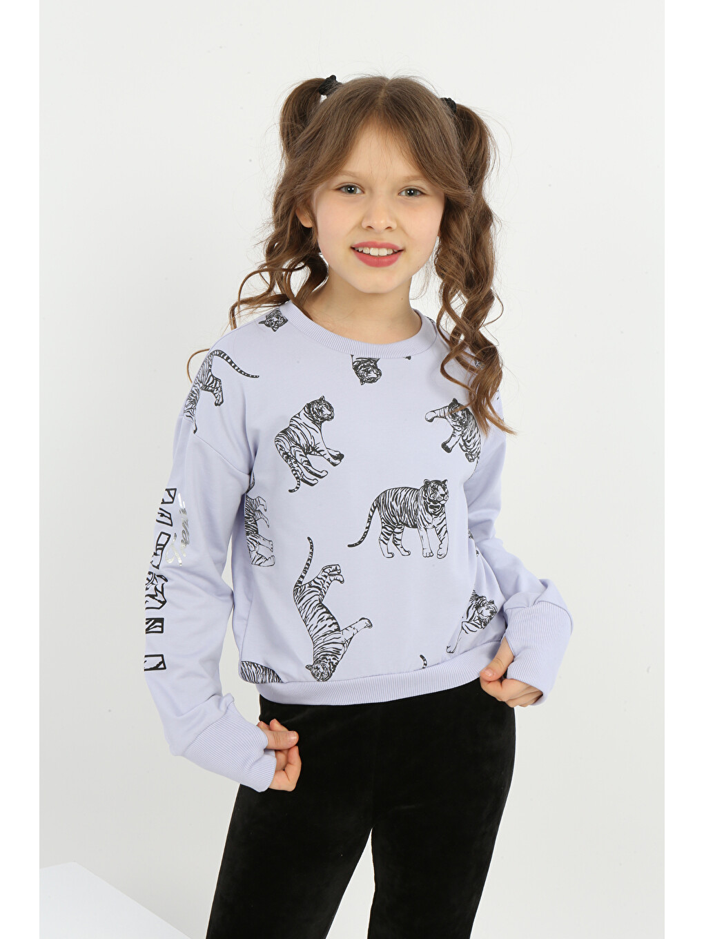 Mavi Kız Çocuk Tiger Trend Baskılı Sweatshirt