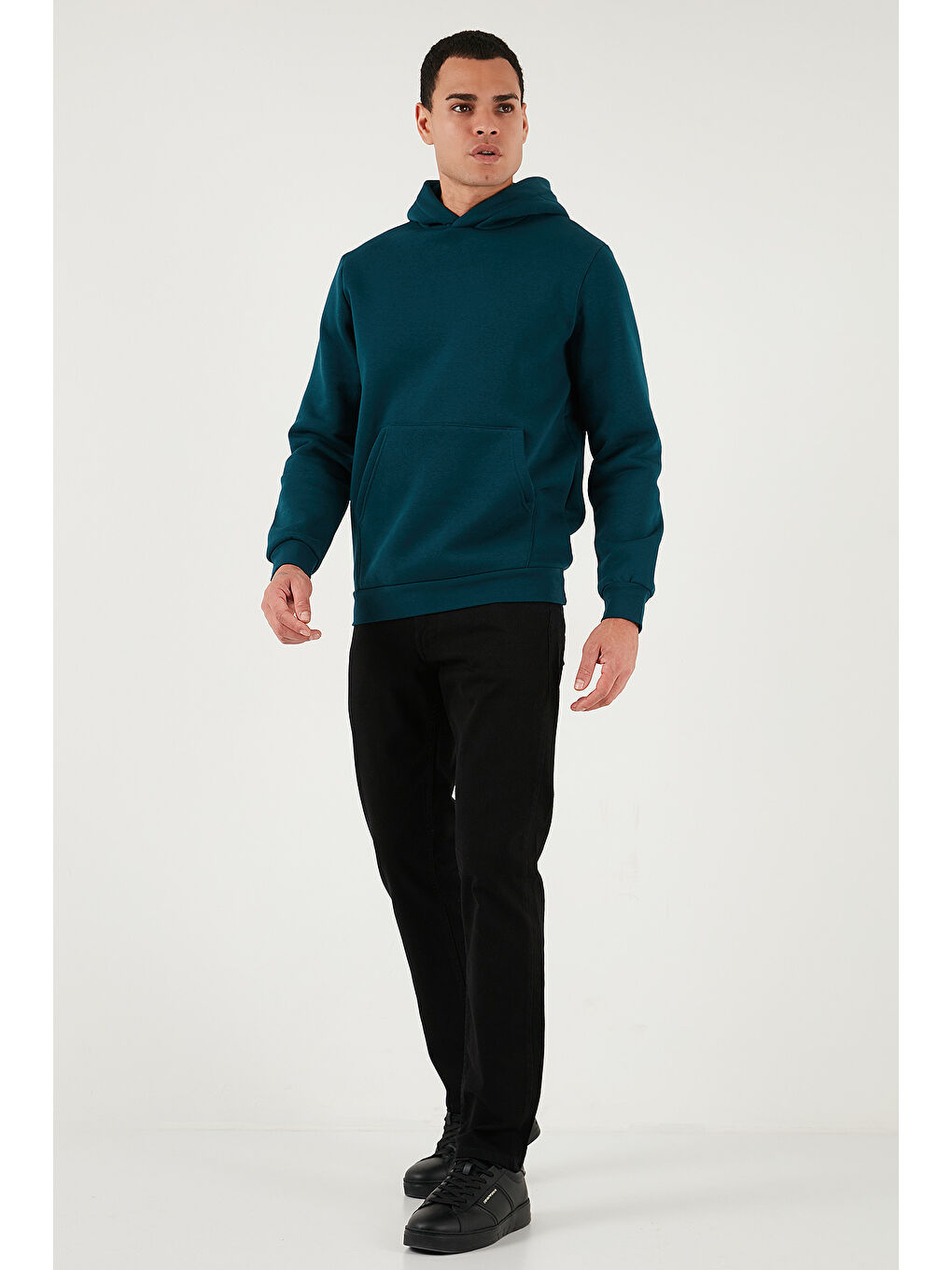 Siyah Streç Pamuklu Comfort Fit Yüksek Bel Boru Paça Jeans 4412C01TEXAS-3