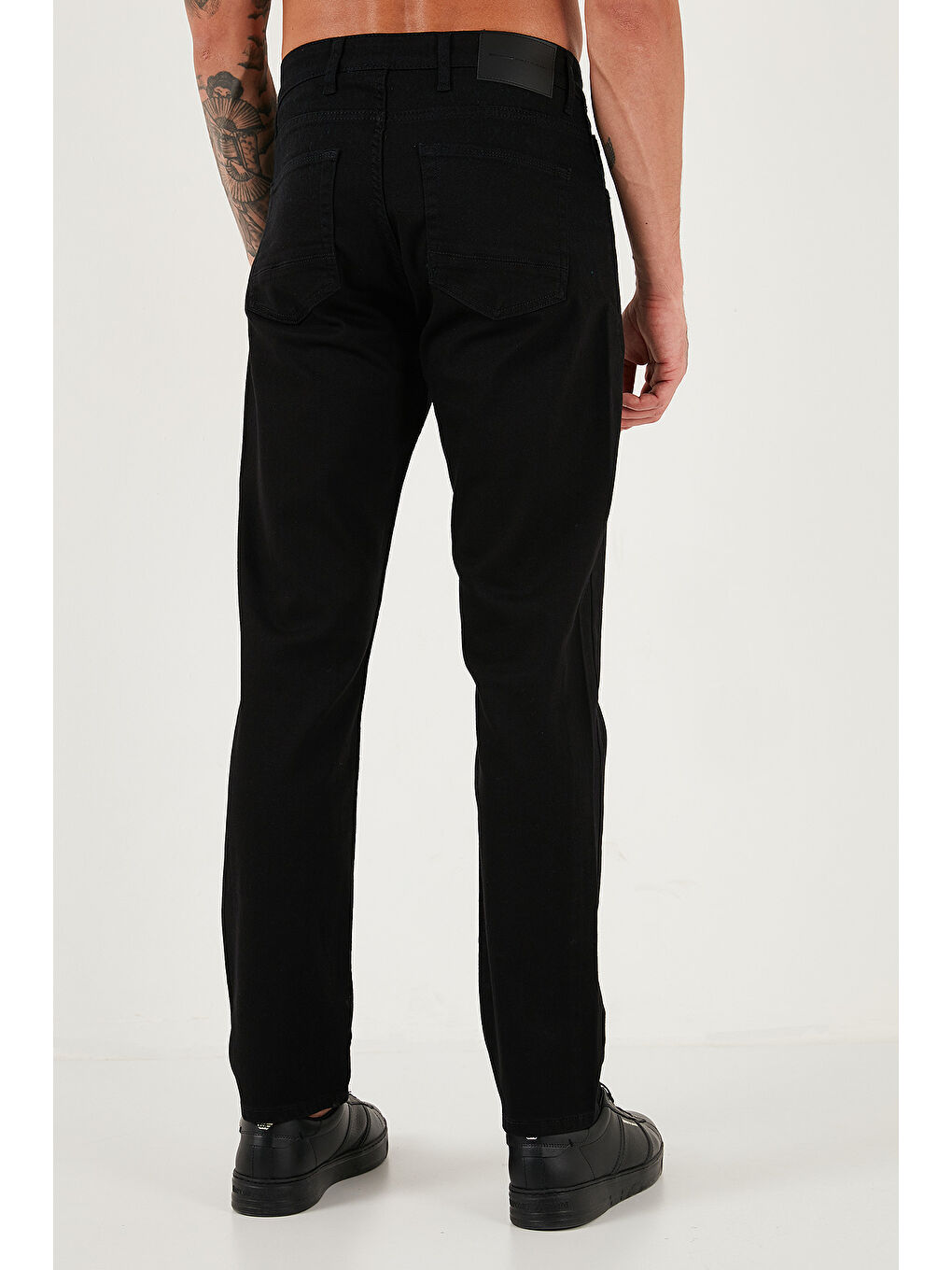 Siyah Streç Pamuklu Comfort Fit Yüksek Bel Boru Paça Jeans 4412C01TEXAS-5