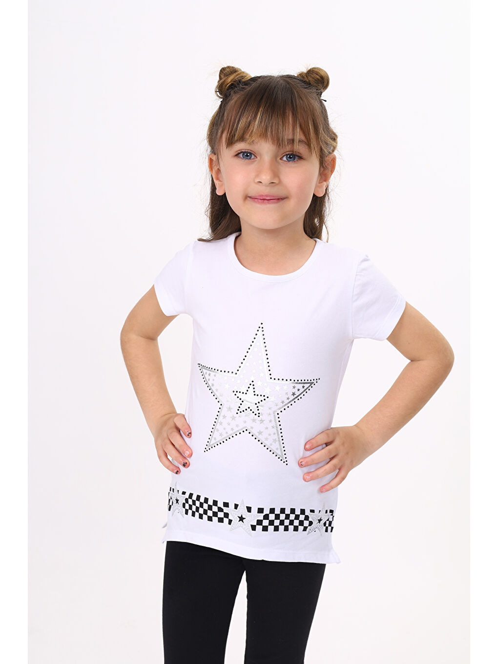 Toontoykids Beyaz Kız Çocuk T-Shirt Yıldız Baskı