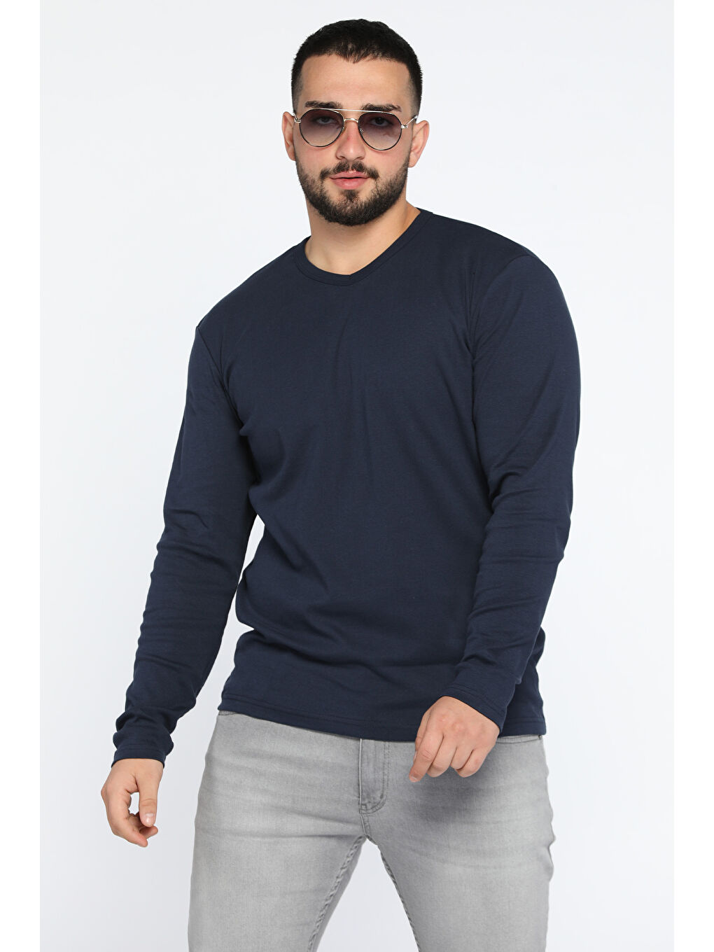 Mishar İtalia Lacivert Erkek V Yaka Body Sweatshirt