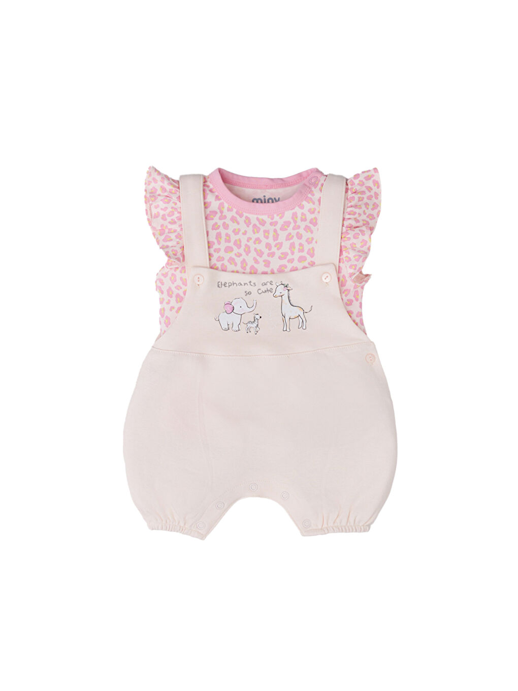 Minycenter Pembe Kız Bebek Salopet Set