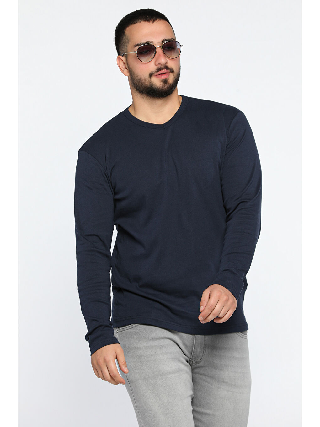 Mishar İtalia Lacivert Erkek V Yaka Body Sweatshirt - 1