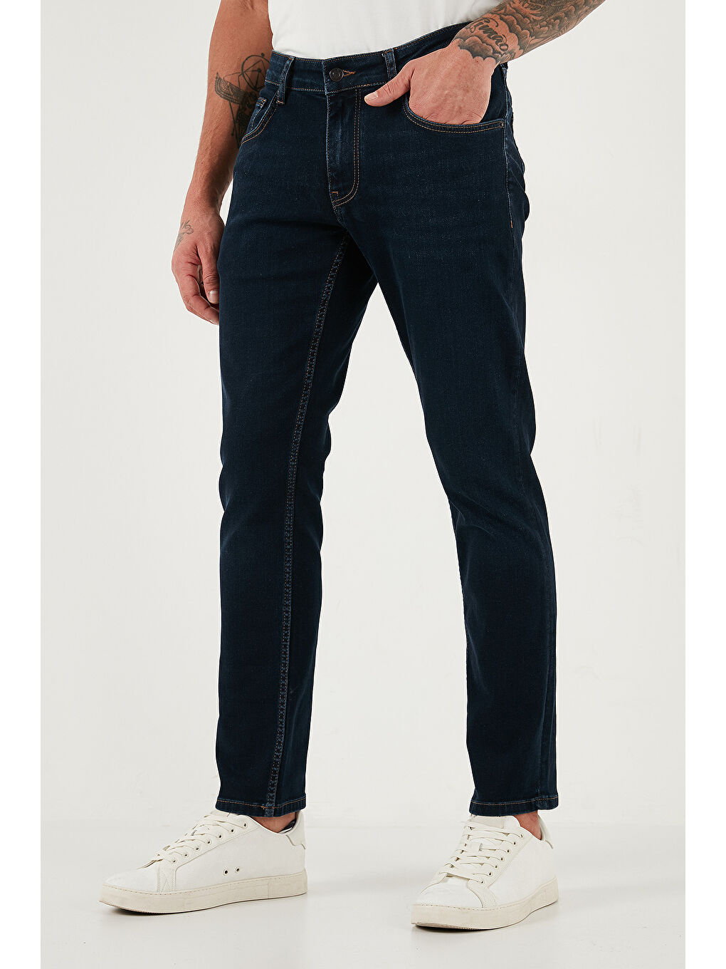 Lacivert Pamuklu Regular Fit Normal Bel Boru Paça Jeans 2203C09PARMA-2