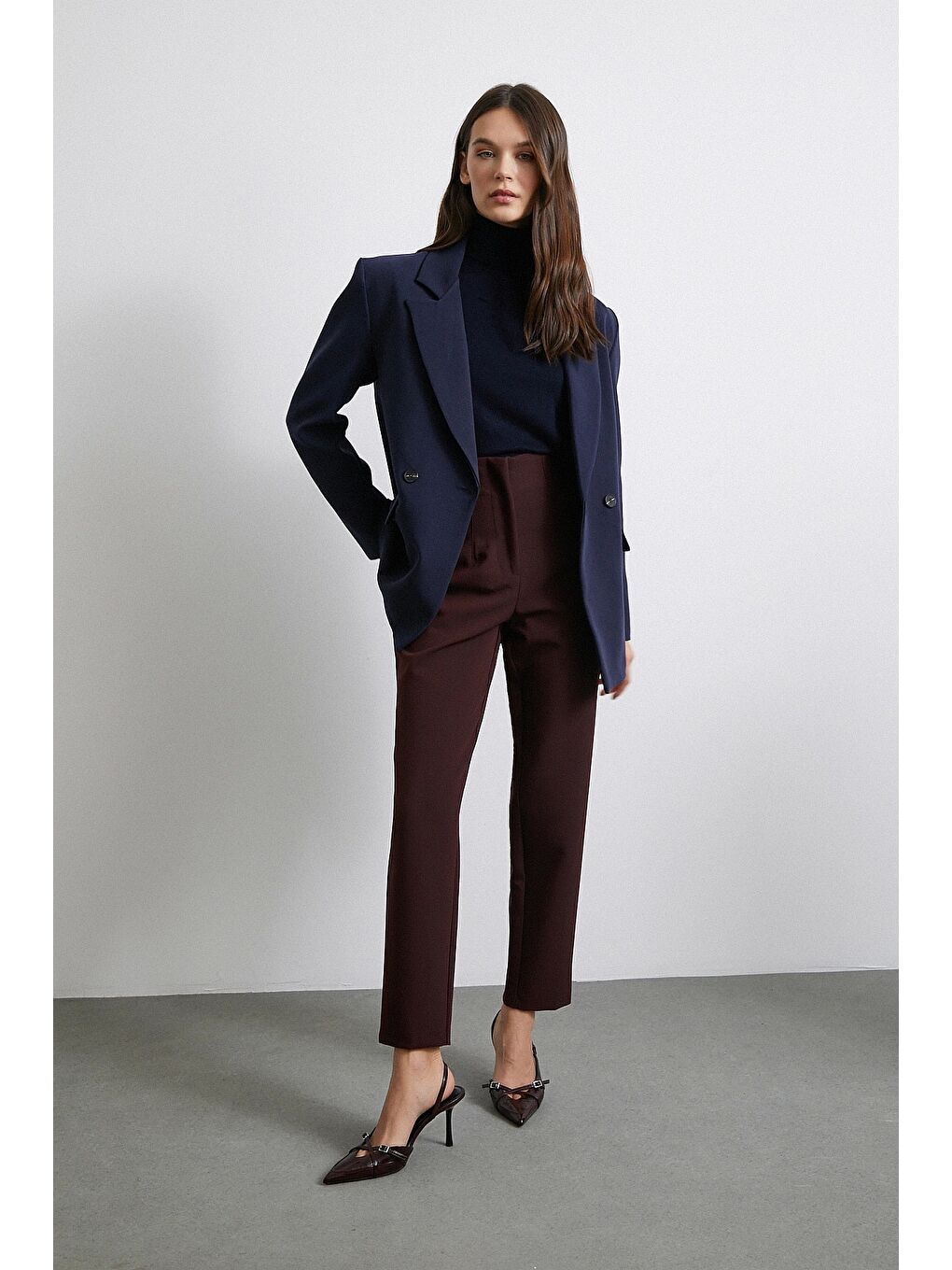 Skinny Kumaş Pantolon Bordo