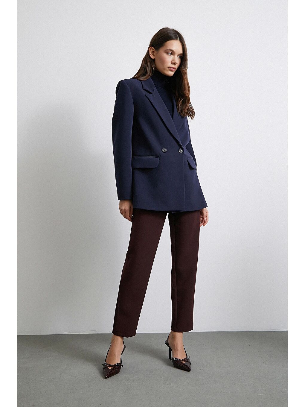 Skinny Kumaş Pantolon Bordo-1