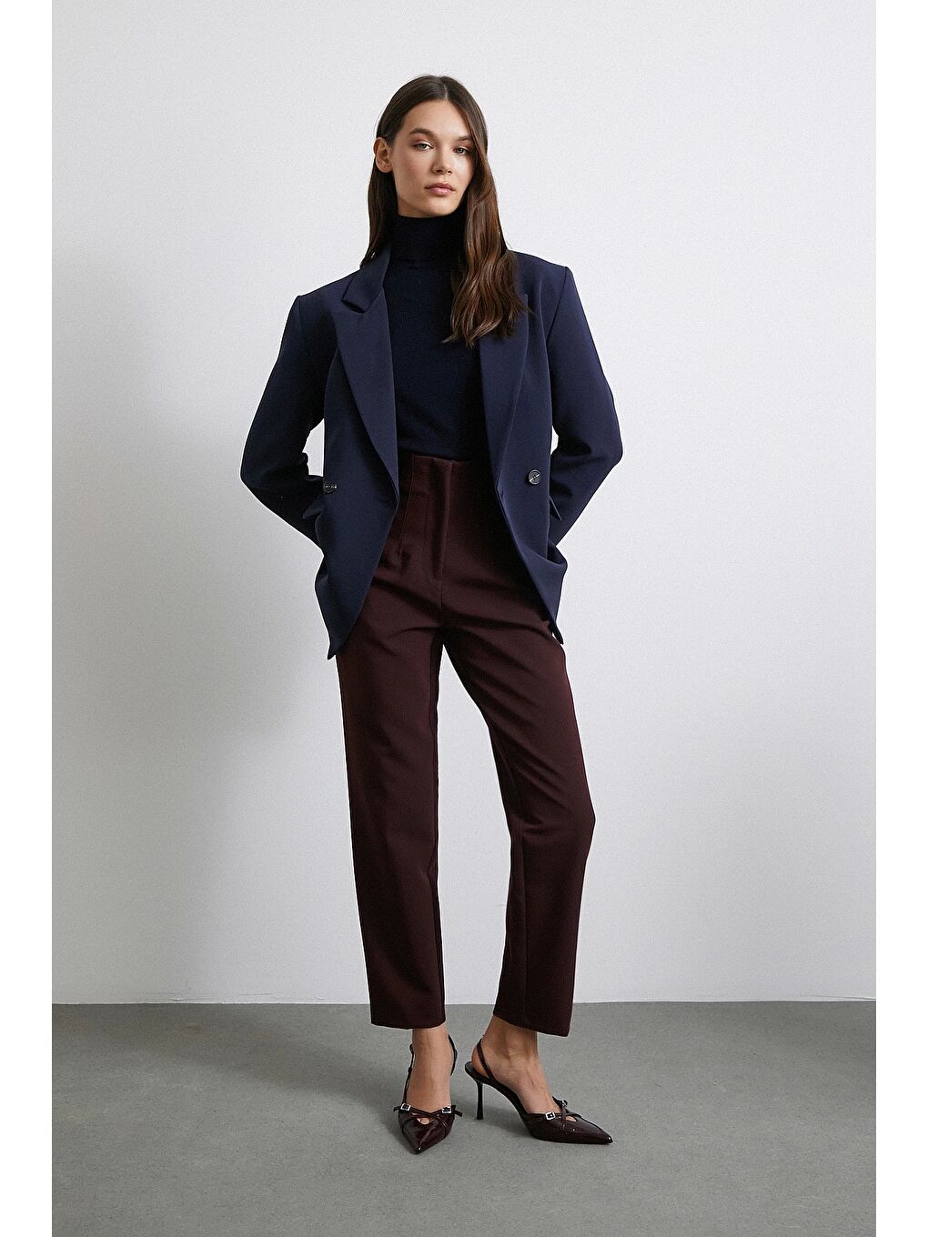 Skinny Kumaş Pantolon Bordo-3