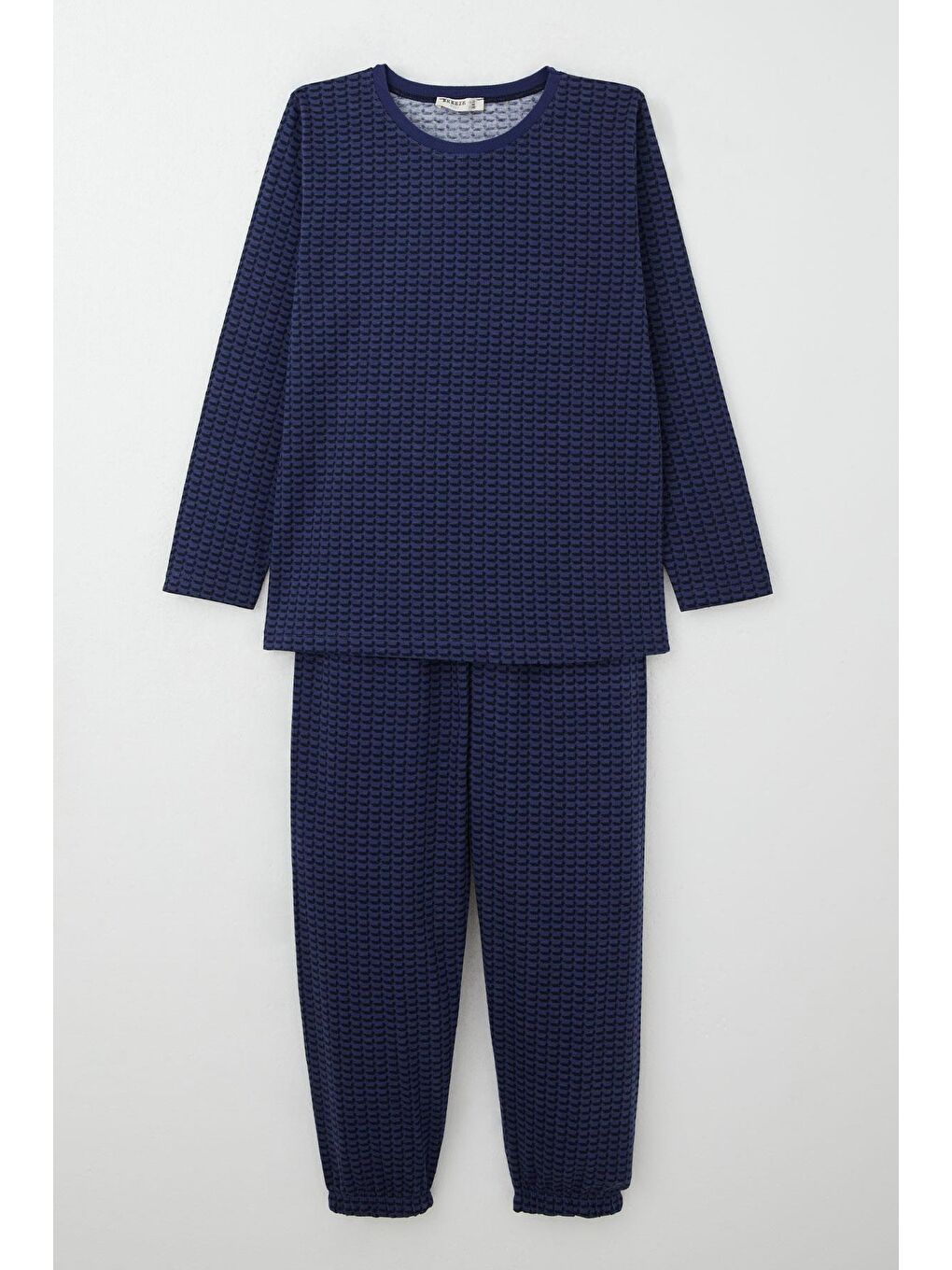 Erkek Çocuk Pijama Takımı Desenli Bel Kısmı Paçası Lastikli Lacivert (10 Yaş)