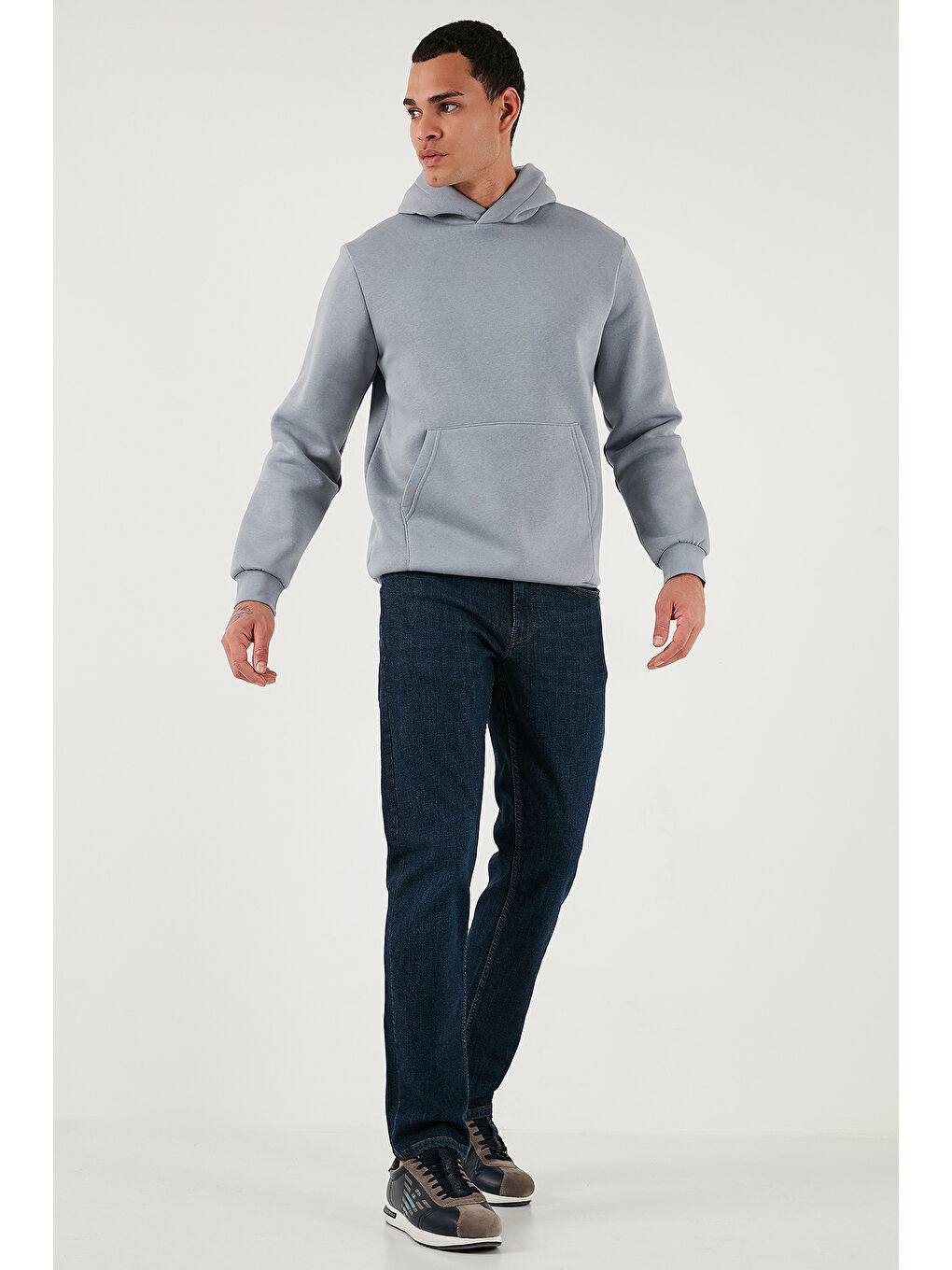 Lacivert Streç Pamuklu Comfort Fit Yüksek Bel Boru Paça Jeans 4413C41TEXAS-4