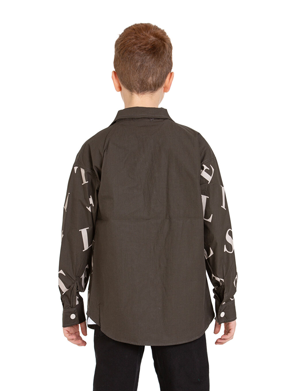 Haki Erkek Çocuk 2'li Takım (%100 Poplin Pamuk Gömlek+Tişört) P1080-2