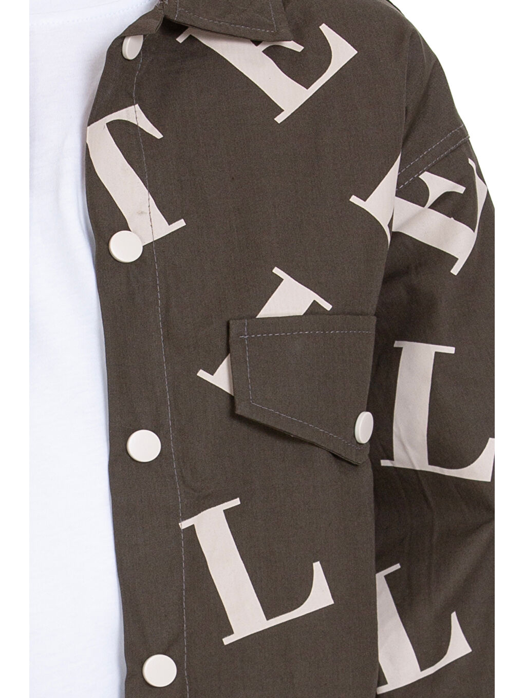 Haki Erkek Çocuk 2'li Takım (%100 Poplin Pamuk Gömlek+Tişört) P1080-4