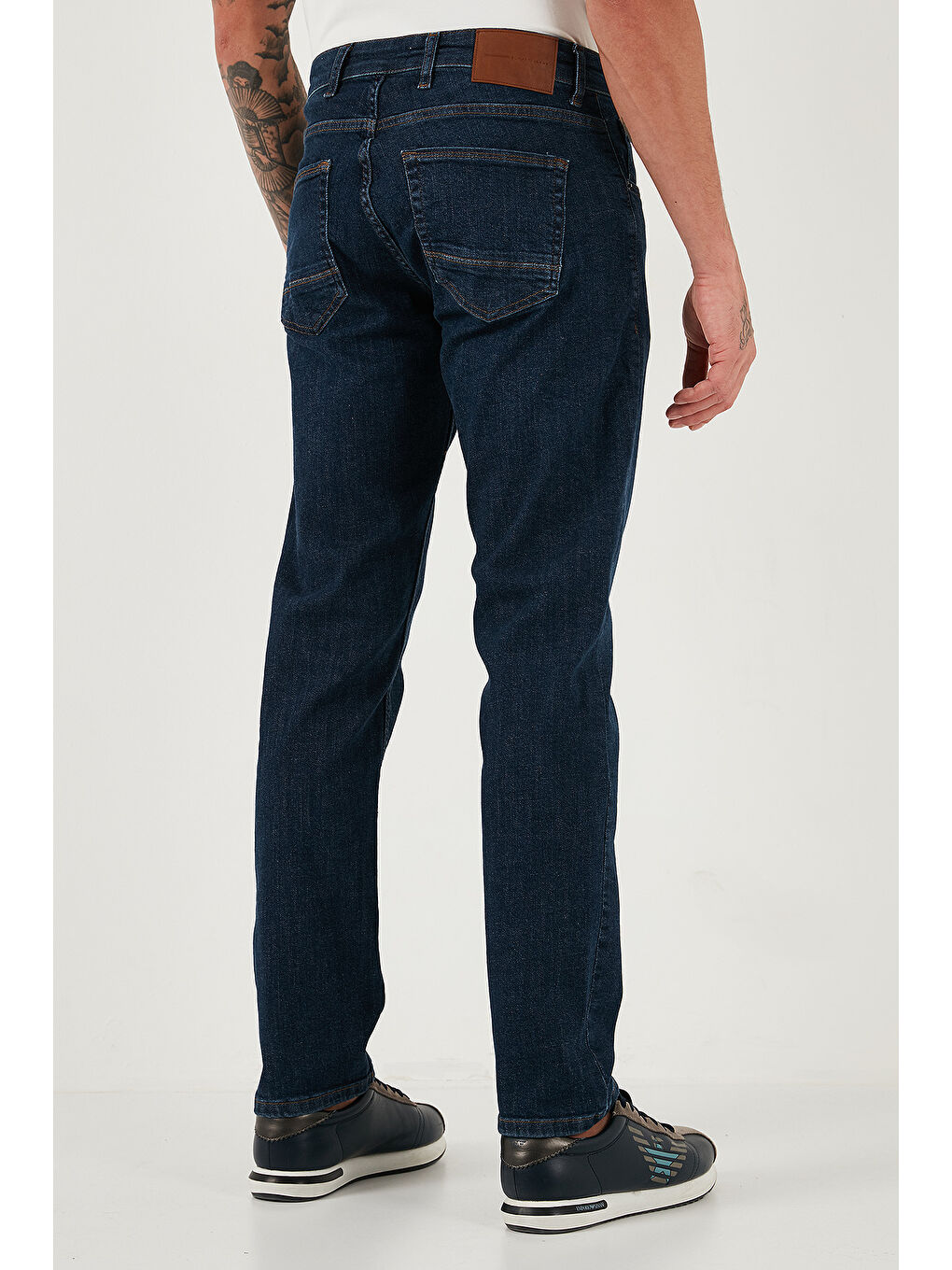 Lacivert Streç Pamuklu Comfort Fit Yüksek Bel Boru Paça Jeans 4413C41TEXAS-6