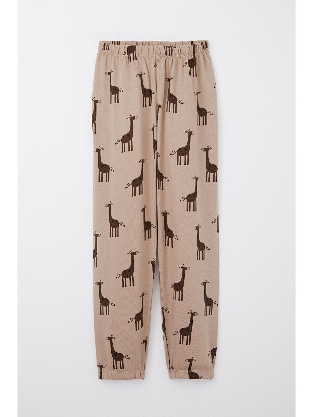 Erkek Çocuk Pijama Takımı Sevimli Zürafa Desenli Açık Kahverengi (6 Yaş)-2