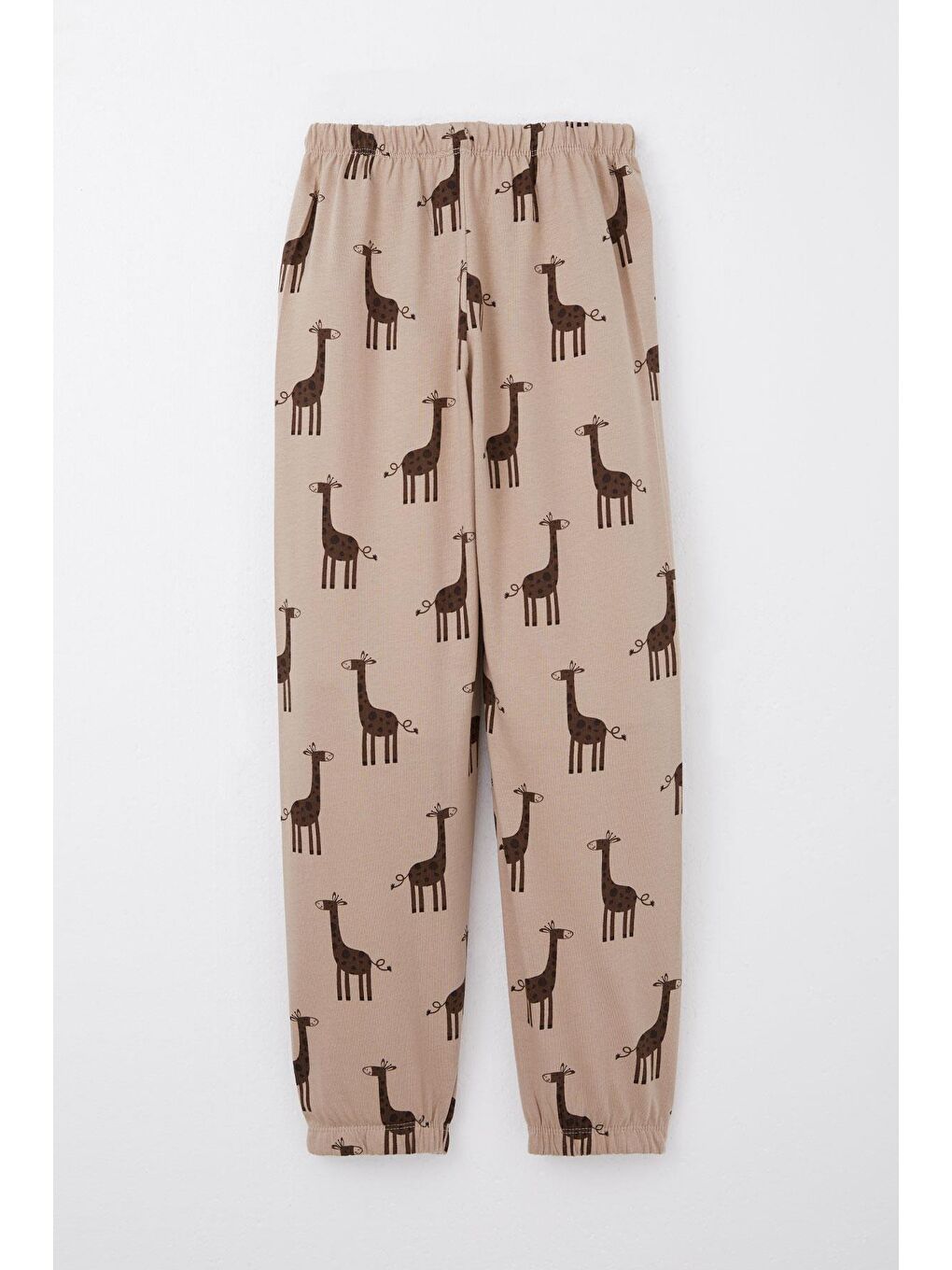 Erkek Çocuk Pijama Takımı Sevimli Zürafa Desenli Açık Kahverengi (6 Yaş)-4
