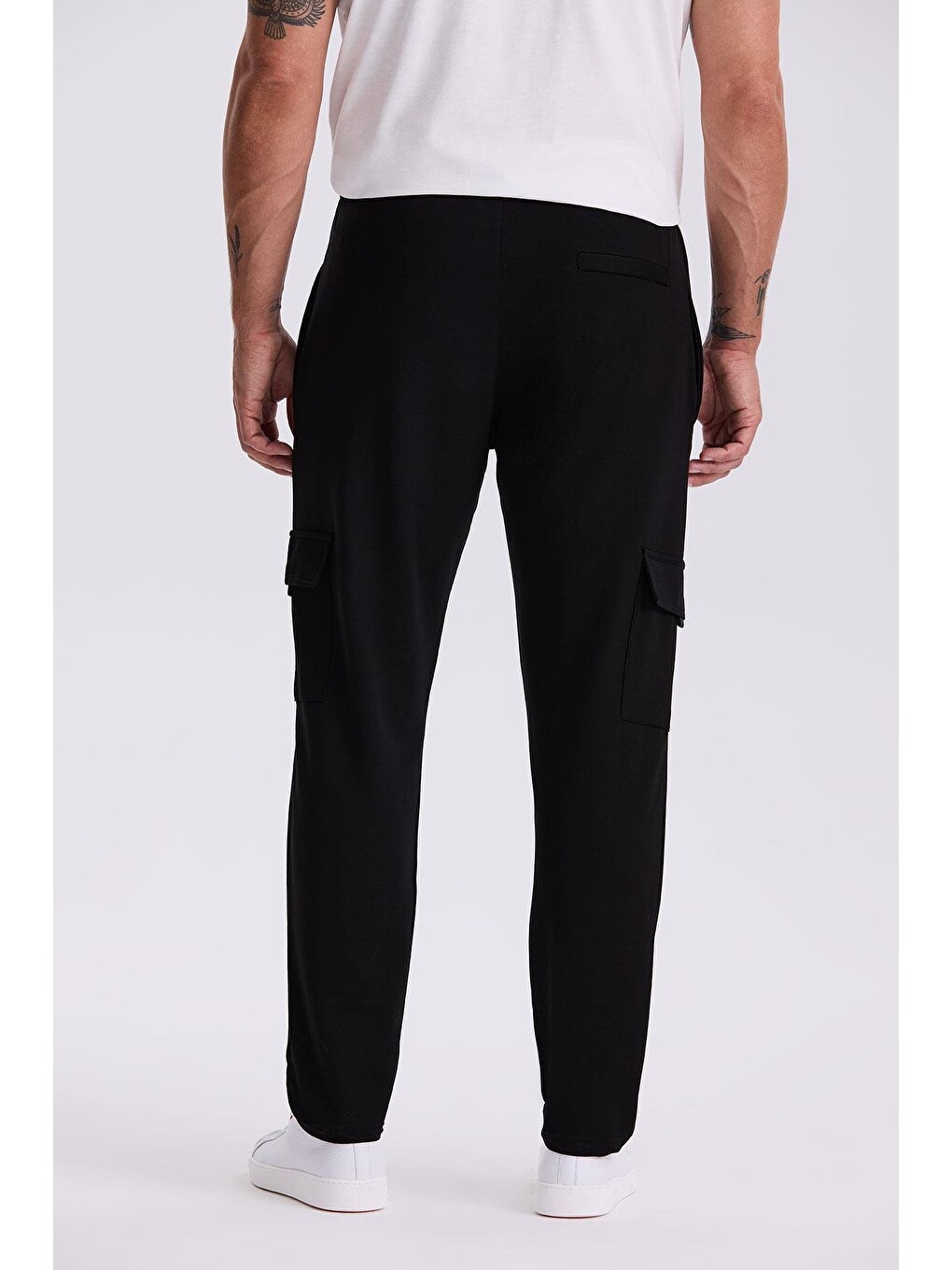 Siyah Slim Fit Cepli Pamuklu Elastanlı Eşofman Altı-3